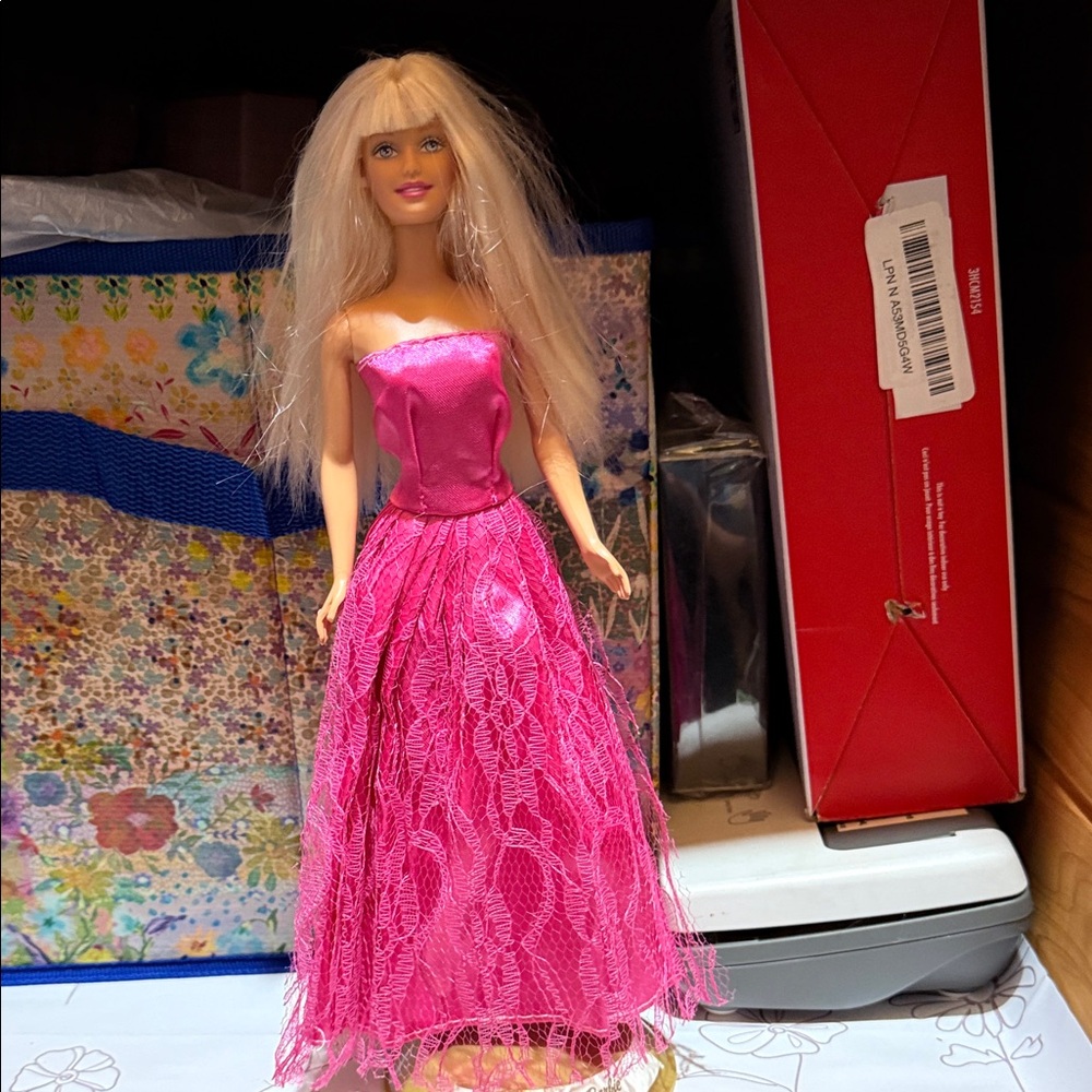 Barbie Doll in Pink Lace Dress